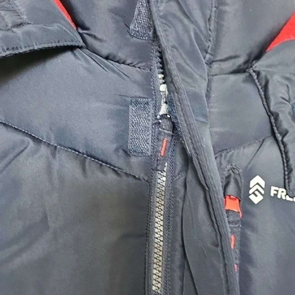 Free Country Boys Navy Blue Fleece Lined Puffer Jacket Detachable Hood Size S 8